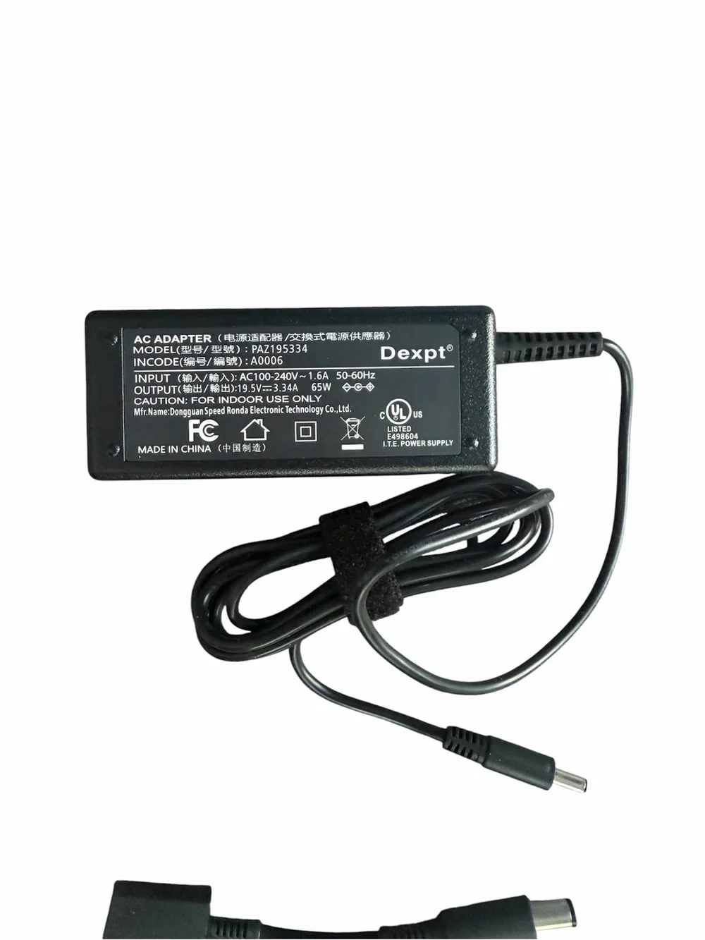 Dexpt 65W 19.5V 3.34A AC Adapter Laptop Power Supply Cord Charger PAZ195334 New